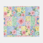 Pastel Bloemige Patchwork Picknick Patroon (10) Fleece Deken (Voorkant (Horizontaal))