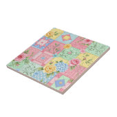 Pastel Bloemige Patchwork Picknick Patroon (10) Tegeltje (Zijkant)
