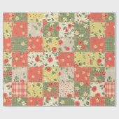 Pastel Bloemige Patchwork Picknick Patroon (11) Cadeaupapier (Vlak)