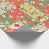 Pastel Bloemige Patchwork Picknick Patroon (11) Cadeaupapier (Hoek)