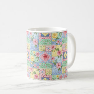 Pastel Bloemige Patchwork Picknick Patroon (11) Koffiemok