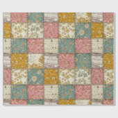Pastel Bloemige Patchwork Picknick Patroon (12) Cadeaupapier (Vlak)