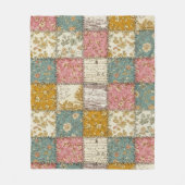 Pastel Bloemige Patchwork Picknick Patroon (12) Fleece Deken (Voorkant)