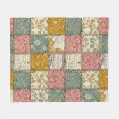 Pastel Bloemige Patchwork Picknick Patroon (12) Fleece Deken (Voorkant (Horizontaal))