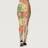 Pastel Bloemige Patchwork Picknick Patroon (12) Leggings (Achterkant)