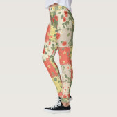 Pastel Bloemige Patchwork Picknick Patroon (12) Leggings (Links)