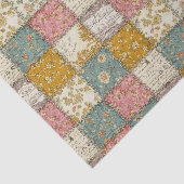 Pastel Bloemige Patchwork Picknick Patroon (12) Tissuepapier (Detail)
