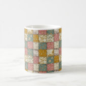 Pastel Bloemige Patchwork Picknick Patroon (13) Koffiemok (Center)