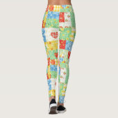 Pastel Bloemige Patchwork Picknick Patroon (1) Leggings (Achterkant)