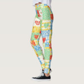 Pastel Bloemige Patchwork Picknick Patroon (1) Leggings (Links)