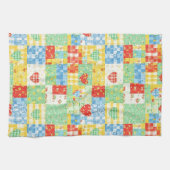 Pastel Bloemige Patchwork Picknick Patroon (1) Theedoek (Horizontaal)