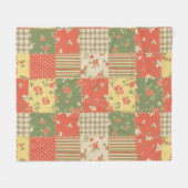 Pastel Bloemige Patchwork Picknick Patroon (2) Fleece Deken (Voorkant (Horizontaal))