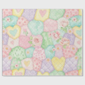 Pastel Bloemige Patchwork Picknick Patroon (4) Cadeaupapier (Vlak)