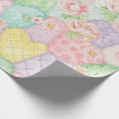Pastel Bloemige Patchwork Picknick Patroon (4) Cadeaupapier (Hoek)