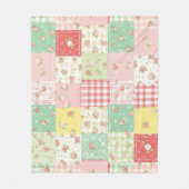 Pastel Bloemige Patchwork Picknick Patroon (5) Fleece Deken (Voorkant)