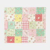 Pastel Bloemige Patchwork Picknick Patroon (5) Fleece Deken (Voorkant (Horizontaal))