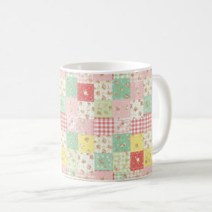 Pastel Bloemige Patchwork Picknick Patroon (5) Koffiemok