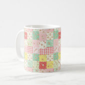 Pastel Bloemige Patchwork Picknick Patroon (5) Koffiemok (Voorkant links)