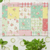 Pastel Bloemige Patchwork Picknick Patroon (5) Theedoek (Gevouwen)