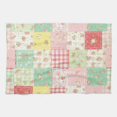 Pastel Bloemige Patchwork Picknick Patroon (5) Theedoek (Horizontaal)