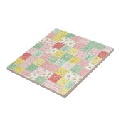 Pastel Bloemige Patchwork Picknick Patroon (6) Tegeltje (Zijkant)