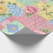 Pastel Bloemige Patchwork Picknick Patroon (9) Cadeaupapier (Hoek)