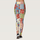 Pastel Bloemige Patchwork Picknick Patroon (9) Leggings (Achterkant)