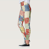 Pastel Bloemige Patchwork Picknick Patroon (9) Leggings (Links)
