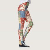 Pastel Bloemige Patchwork Picknick Patroon (9) Leggings (Rechts)