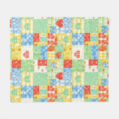 Pastel Bloemige Patchwork Picknick Patroon Fleece Deken (Voorkant (Horizontaal))