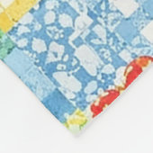 Pastel Bloemige Patchwork Picknick Patroon Fleece Deken (Hoek)