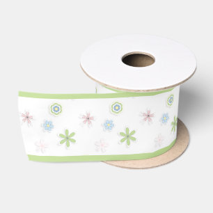 Pastel Bloemige Retro Baby Shower Satijnen Lint