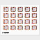 🌸 Pastel Bloemige Trouwframe Ontwerp 🌸 Vierkante Sticker (Vel)