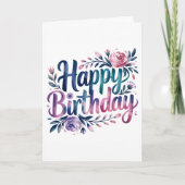Pastel Bloemige Verjaardag Kaart (Voorkant)