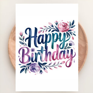 Pastel Bloemige Verjaardag Kaart