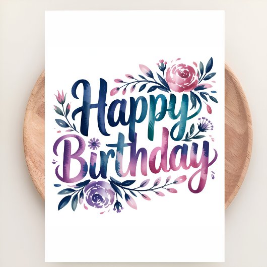 Pastel Bloemige Verjaardag Kaart