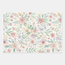 Pastel Bloemige Vlies Inpakpapier Vellen