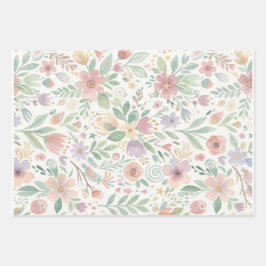 Pastel Bloemige Vlies Inpakpapier Vellen