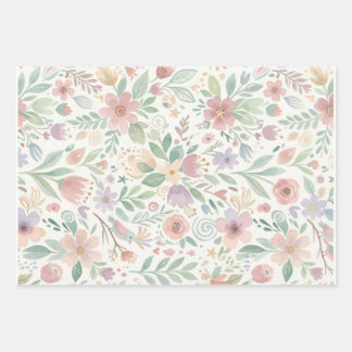Pastel Bloemige Vlies Inpakpapier Vellen