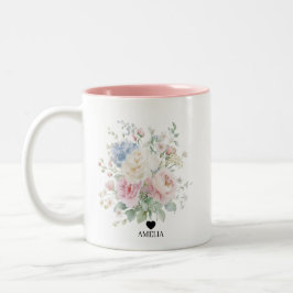 Pastel Bloemige Waterverf Bruiloft Tweekleurige Koffiemok