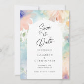 Pastel Bloemige Waterverf Elegante Moderne Trouwda Save The Date (Voorkant)