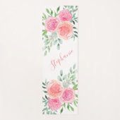 Pastel Bloemige Waterverf Naam Monogram Yogamat (Voorkant)