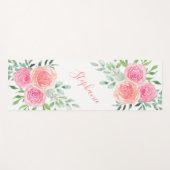 Pastel Bloemige Waterverf Naam Monogram Yogamat (Voorkant (horizontaal))