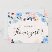pastel bloemige wil je mijn bloemenmeisje zijn kaa uitnodiging briefkaart (Voorkant / Achterkant)