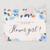 pastel bloemige wil je mijn bloemenmeisje zijn kaa uitnodiging briefkaart (Voorkant)