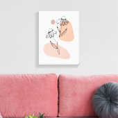 Pastel Bloemlijn Kunst – Modern Canvasprint Canvas Afdruk (Insitu (Woonkamer))