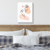 Pastel Bloemlijn Kunst – Modern Canvasprint Canvas Afdruk (Insitu (Slaapkamer))