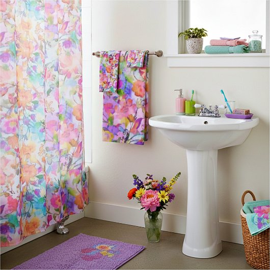 Pastel bloemmotief bad handdoek