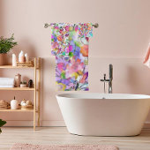 Pastel bloemmotief bad handdoek
