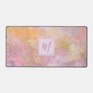 Pastel Bloemmotief Chic Script Monogram Bureaumat